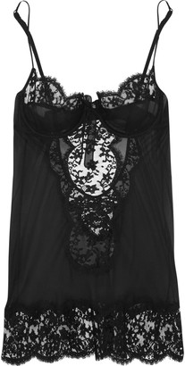 Dolce & Gabbana Lace-paneled silk-blend chiffon chemise