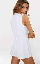 Thumbnail for your product : PrettyLittleThing White Sleeveless Tux Style Playsuit