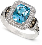 Thumbnail for your product : LeVian Aquamarine (1-1/2 ct.t.w.) White and Chocolate Diamond (3/8 ct.t.w.) Ring in 14k White Gold