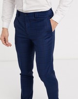 Thumbnail for your product : Viggo recycled polyester slim fit suit trousers in navy check