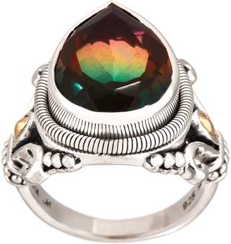 Artisan Crafted Sterling Silver Watermelon Quartz Triplet Ring