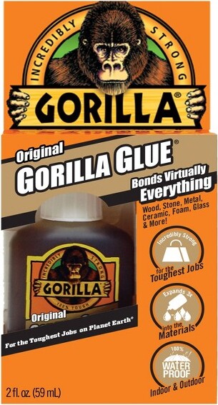 Gorilla 2 fl oz Original Glue: Water-Resistant Heavy Duty Shoe & Metal Adhesive, Dark Brown