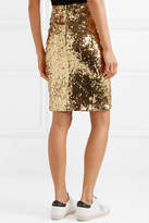 Thumbnail for your product : Alice + Olivia Alice Olivia - Ramos Sequined Stretch-tulle Skirt - Gold