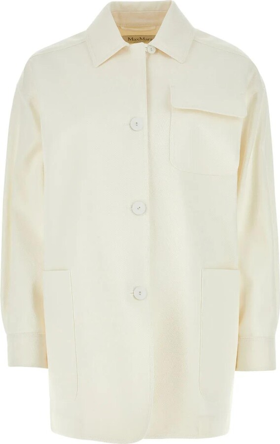 Max Mara White Cotton Oversize Ragtime Blazer