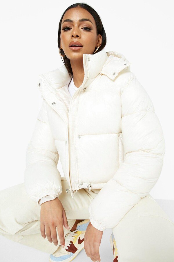 cream cropped puffer jacket