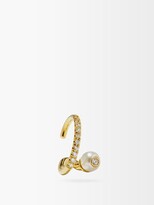 Thumbnail for your product : KatKim Crescendo Diamond, Pearl & 18kt Gold Ear Cuff - Yellow Gold