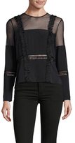Thumbnail for your product : Nicole Miller Gathered Trim Keyhole Button Blouse