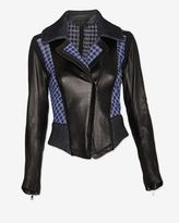 Thumbnail for your product : Ohne Titel Leather Knit Jacket: Black/Navy/White