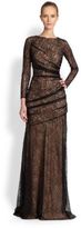 Thumbnail for your product : Carmen Marc Valvo Long-Sleeve Lace Mermaid Gown