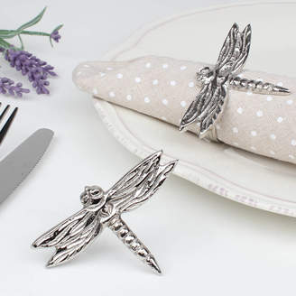 Dibor Country Style Dragonfly Napkin Rings With Rose Napkins