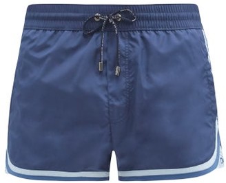 Dolce & Gabbana Logo-embroidered Trimmed Swim Shorts - Blue
