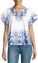 Thumbnail for your product : Parker Janis Embroidered Poplin Top, White