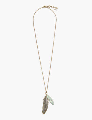 Lucky Brand Patina Feather Long Necklace