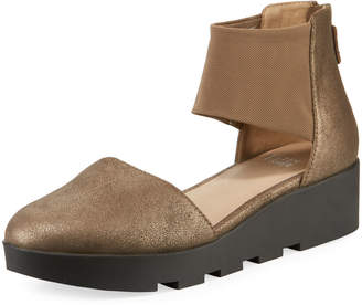 Eileen Fisher Mesh Metallic Leather Platform Comfort Sandals