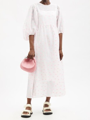Cecilie Bahnsen Karmen Tie-back Floral-jacquard Cloqué Dress - Pink Print