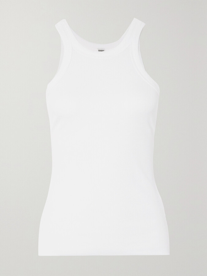 Totême + Net Sustain Curved Ribbed Stretch Organic Cotton-jersey Tank - White