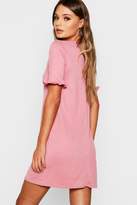 Thumbnail for your product : boohoo Frill Sleeve Button Through Shift Dress