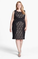 Thumbnail for your product : Donna Ricco Colorblock Lace Sheath Dress (Plus Size)