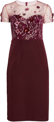 JS Collections Sequin Bodice Crepe Cocktail Dress