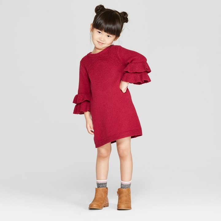 girls red sweater dress