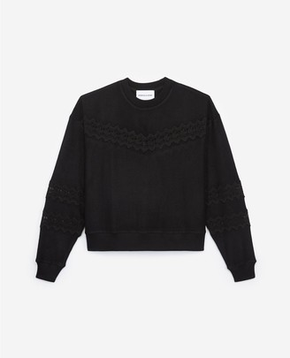 The Kooples Black sweatshirt with lace strips