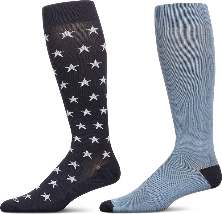 Care Fit Solutions 2 Pair Pack Stars Cotton Blend Graduated Compression Socks