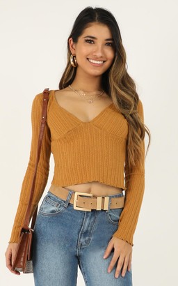 Showpo As You Find Me top in mustard - 10 (M) Long Sleeve Tops
