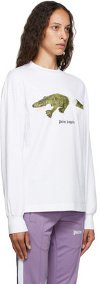 Palm Angels White Croco Long Sleeve T-Shirt