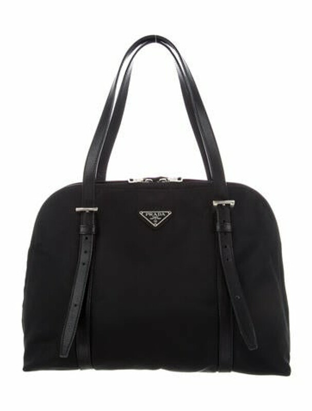 Prada LeatherTrimmed Tessuo Shoulder Bag Black ShopStyle