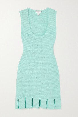 Bottega Veneta Open-knit Cotton-blend Mini Dress - Blue