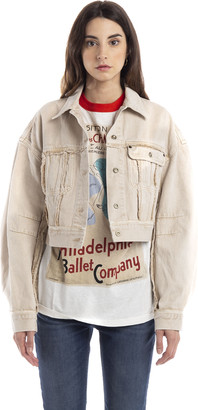 cropped tan denim jacket