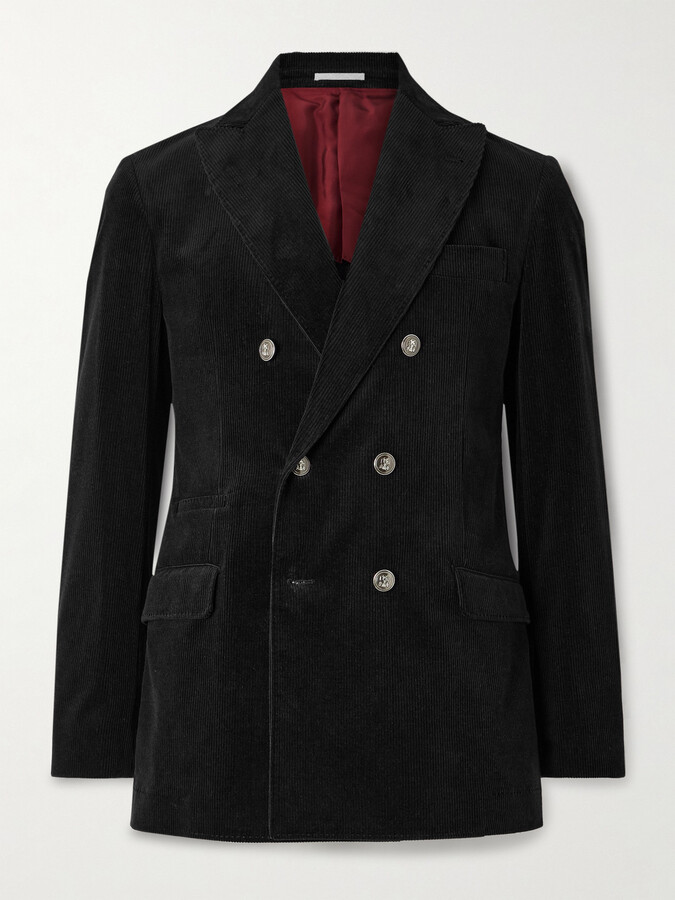 Brunello Cucinelli Double-Breasted Cotton-Blend Corduroy Suit Jacket