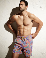 Thumbnail for your product : Etro Paisley-Print Swim Trunks, Coral/Multi