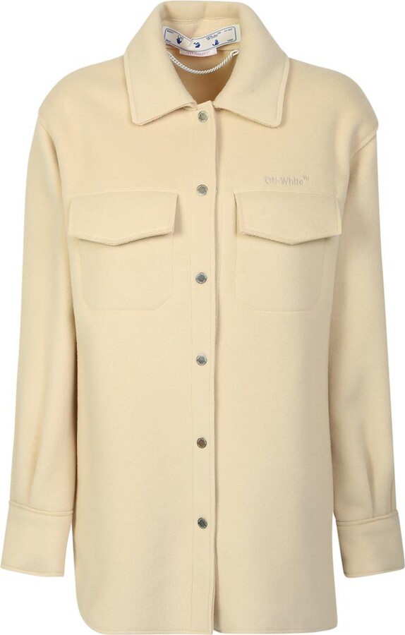 OffWhite Shirt Jacket With Embroidered Logo By Minimal But Essential
