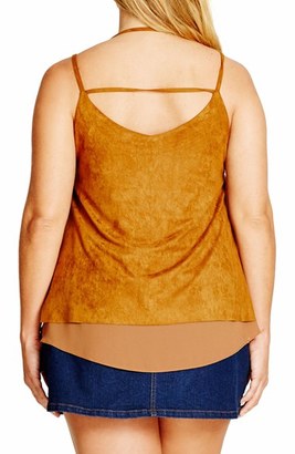 City Chic Plus Size Women's Faux Suede Layered Camisole