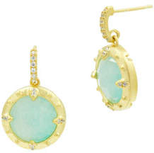 Freida Rothman Petite Circle Drop Earrings, Golden/Turquoise