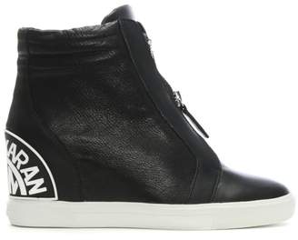 DKNY Donnie Red Leather Wedge High Top Trainers