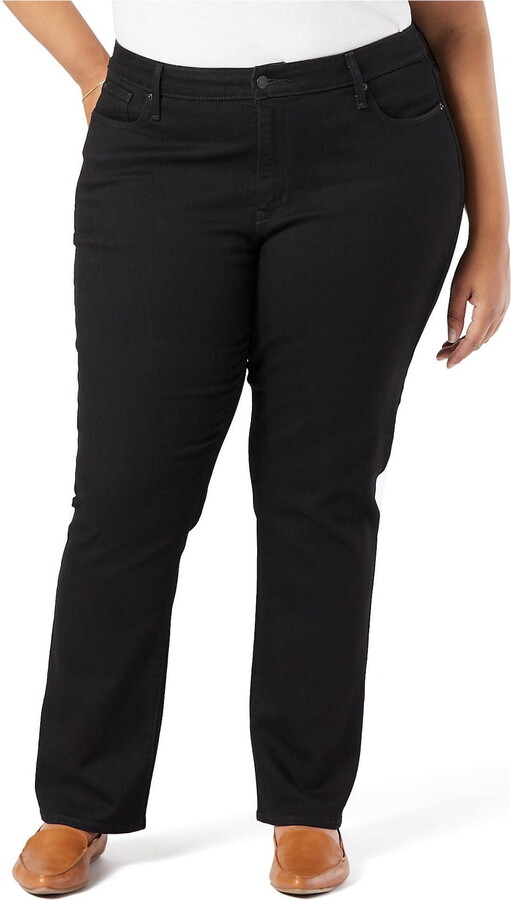 Levi Strauss Signature Women’s and Women’s Plus Mid Rise Straight Jeans, Available in Short, Regular and Long Inseams, Sizes 2-28