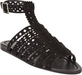 Thumbnail for your product : Prada Cutout-Leather Flat Gladiator Sandals