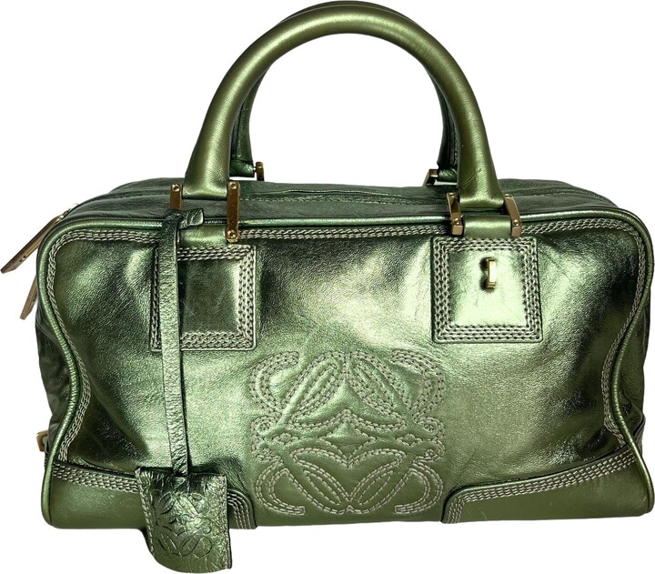 Loewe Amazona 29 Zip Around In Metallic Green Lambskin Leather