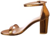 Thumbnail for your product : Stuart Weitzman Nearlynude Snake-Embossed Leather Sandal