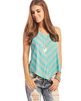 Thumbnail for your product : Wet Seal Mitered Stripe Lace Racerback Tank