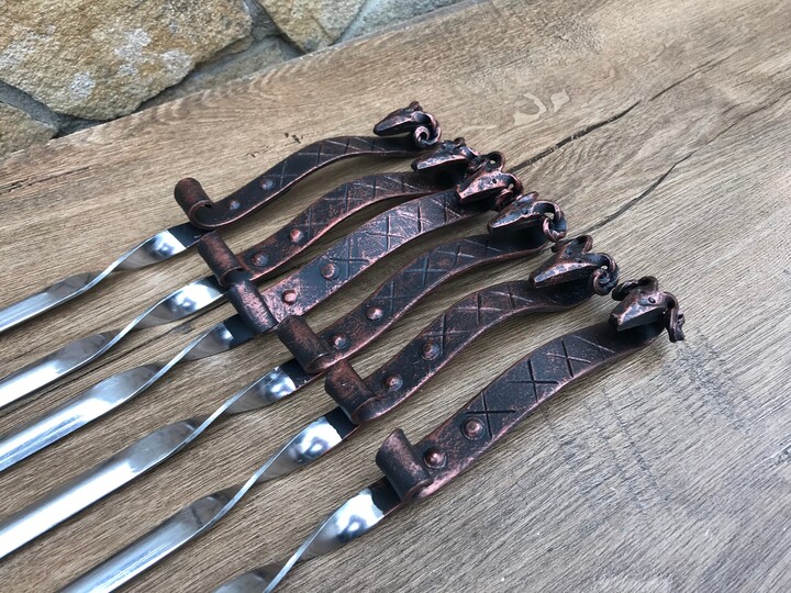 Etsy Skewers For Grilling, Hand Forged Skewers, Stainless Steel Iron Gifts, Camping, Kebab Skewers, Grilling Set, Grill Utensils, Bbq Tools