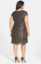 Thumbnail for your product : Alex Evenings Cap Sleeve Metallic Lace Sheath Dress (Plus Size)