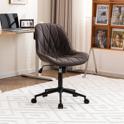 George Oliver Darlaine Armless Swivel Office Chair Faux Leather Upholstered Waterproof Desk Chair Ergonomic Adjustable Computer Chair