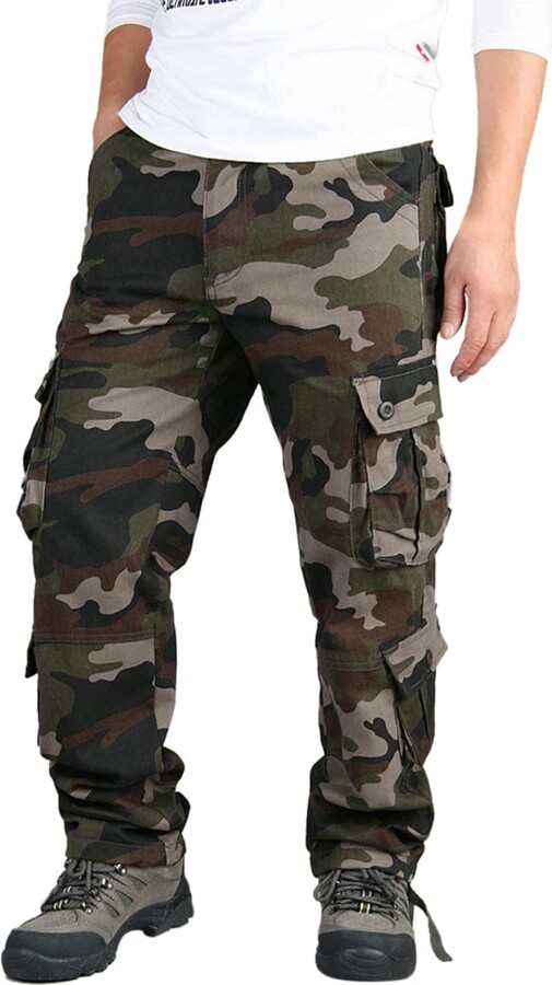Generic Army Fatigue Pants for Men Relaxed-Fit Multi Pocket Tapered ...