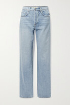 Thumbnail for your product : GRLFRND Brooklyn Distressed High-rise Straight-leg Jeans - Light denim