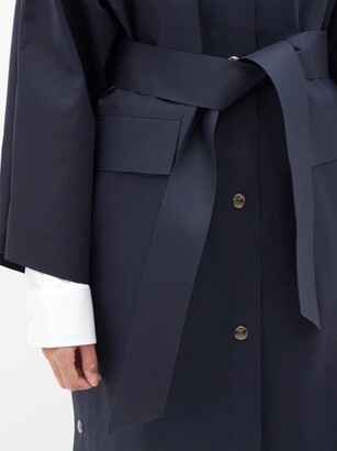 Kassl Editions Press-stud Belted Cotton-blend Raincoat - Navy