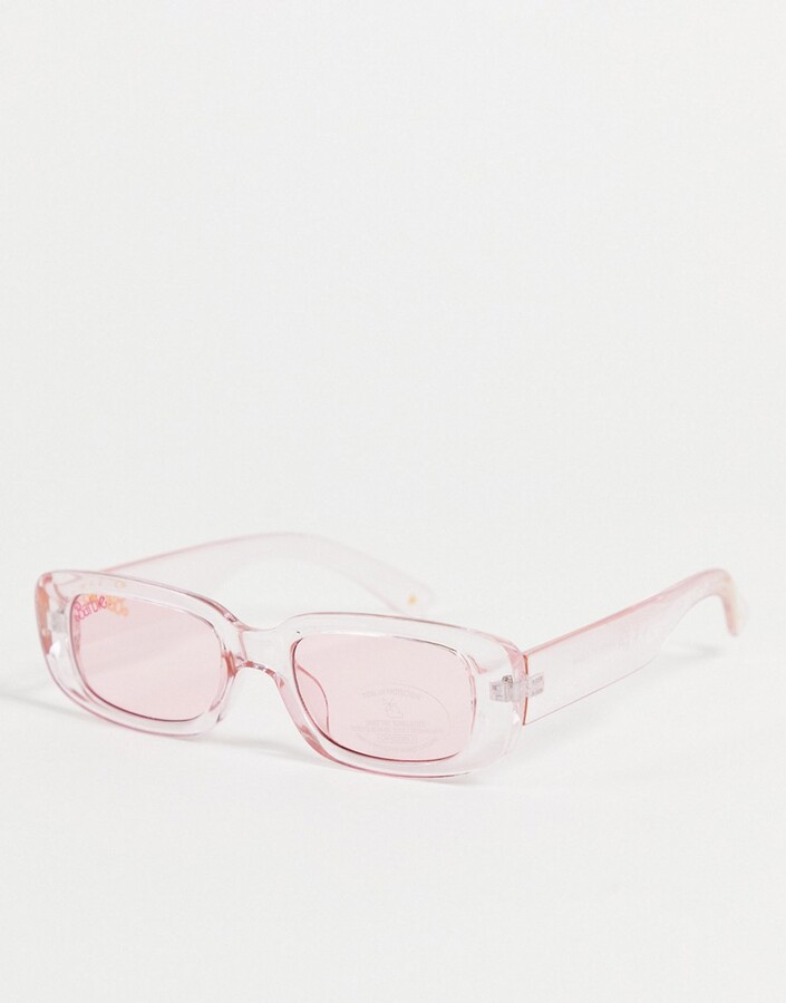 Skinnydip x Barbie Eyeline rectangle sunglasses in pink drench - ShopStyle