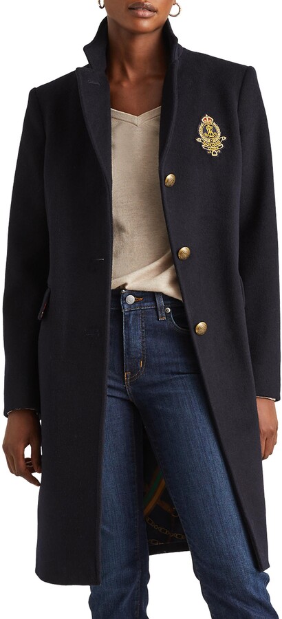 Womens Navy Wool Blend Coat | Shop the world's largest collection 